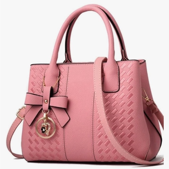 Source Unknown Handbags - Dark Pink Trendy Tote with Detachable Strap Handbag